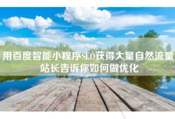 用百度智能小程序SEO获得大量自然流量 站长告诉你如何做优化