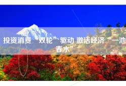 投资消费“双轮”驱动 激活经济“一池春水”
