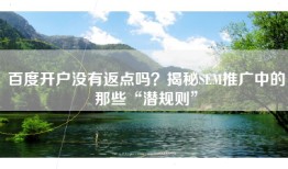 百度开户没有返点吗？揭秘SEM推广中的那些“潜规则”